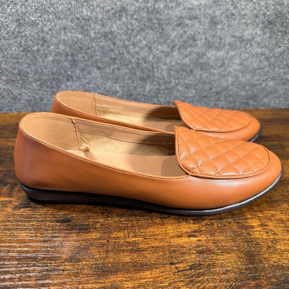 Preppy Loafers Vegan Leather Flats Sz 8.5 Academia Minimalist Career Shoes